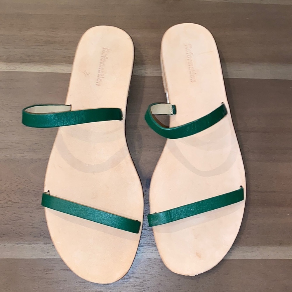 New Reformation The Marion Green Strappy Sandal Size 10